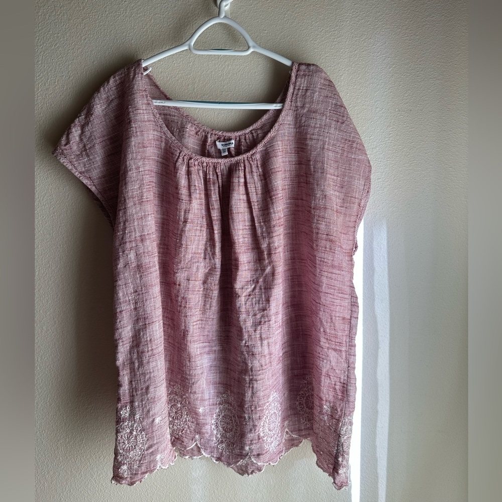 Cute Red and Cream Cap Sleeve Blouse